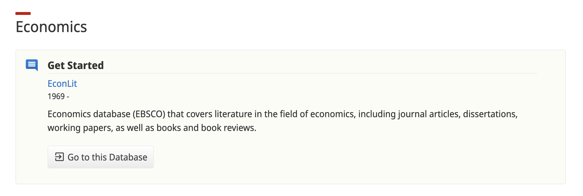 image of EconLit on library database