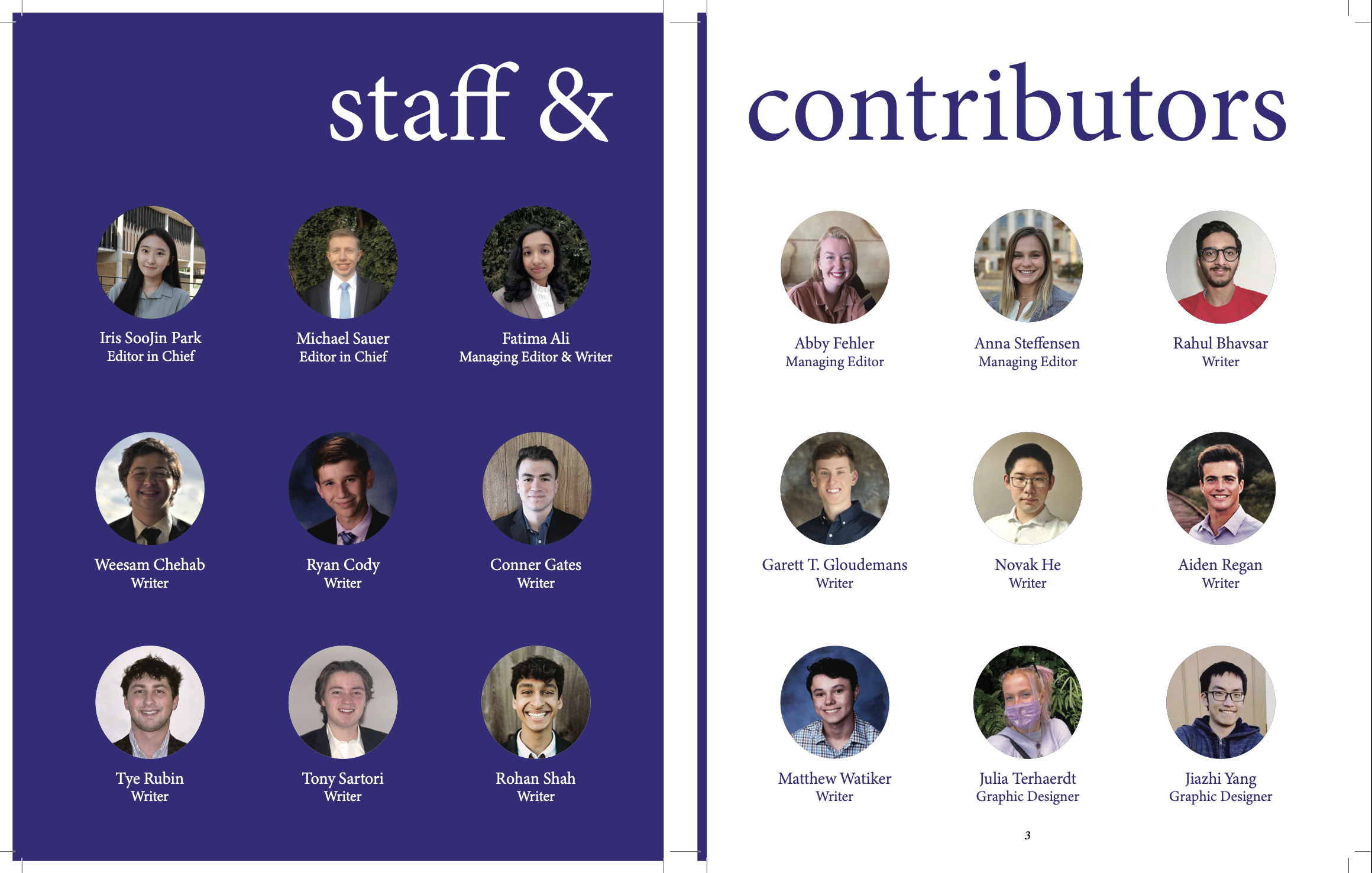 image of contributing writers for volume 11 of equilibrium